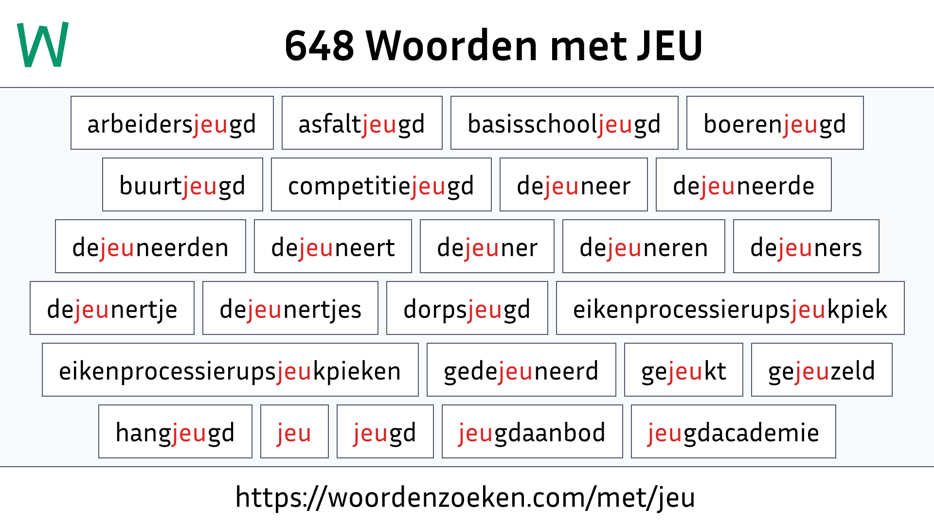 Woorden met JEU