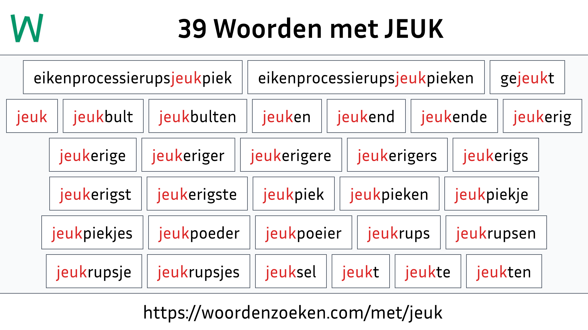 Woorden met JEUK