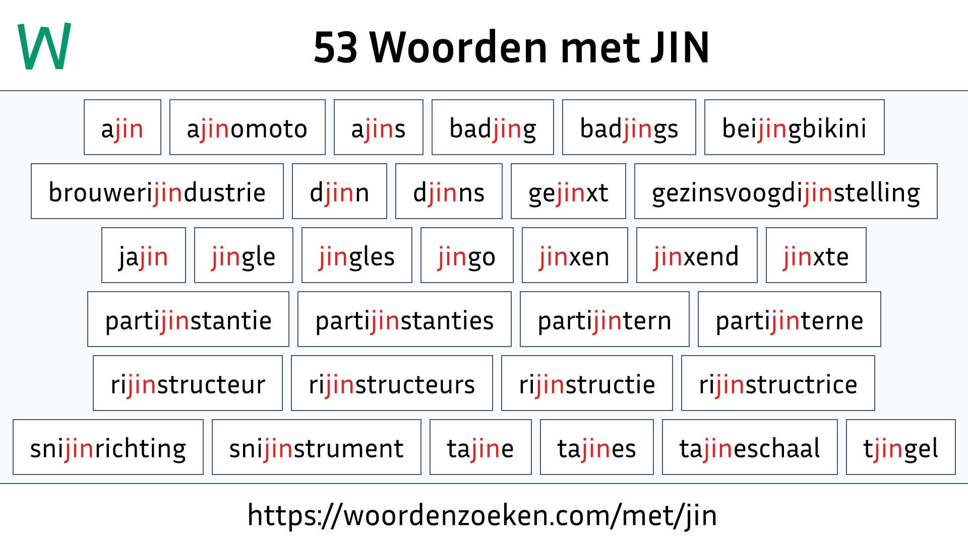 Woorden met JIN