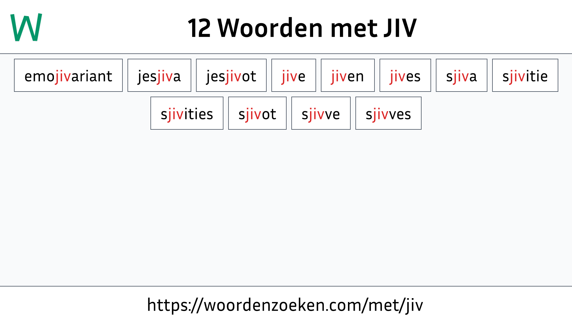 Woorden met JIV