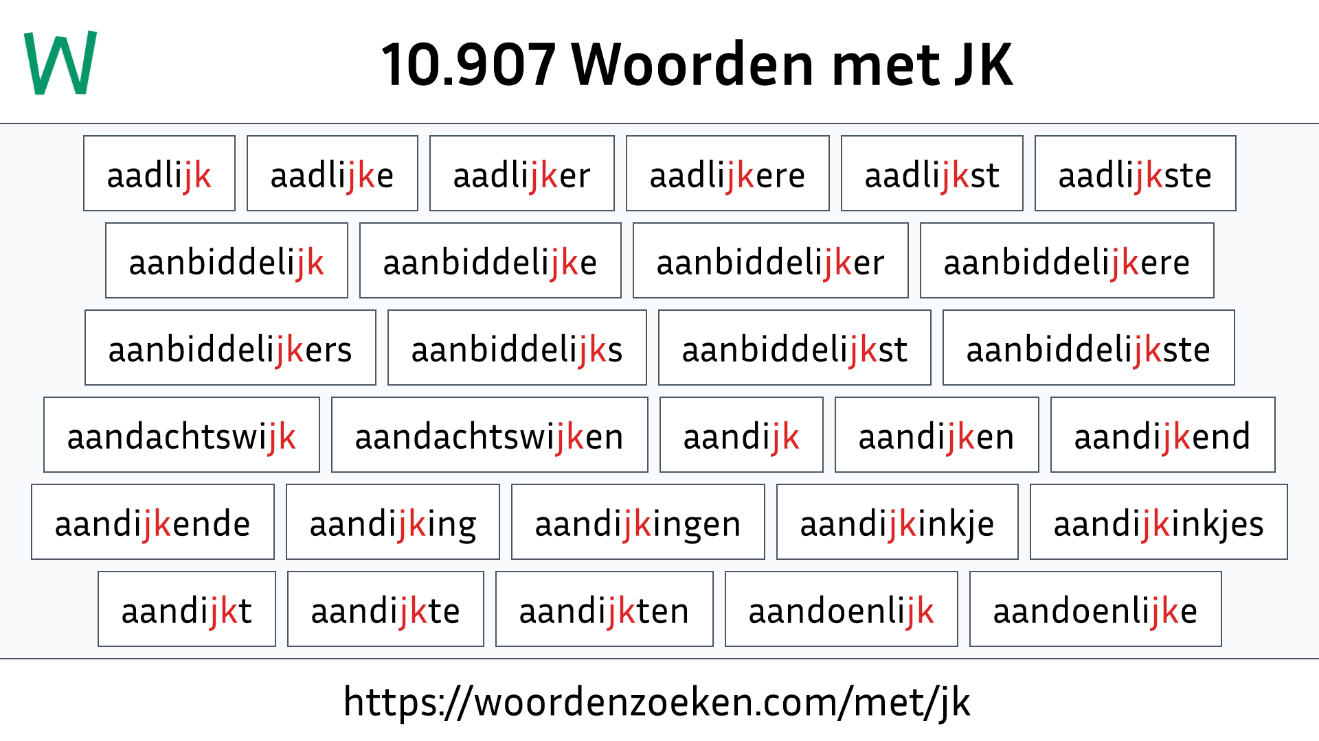 Woorden met JK
