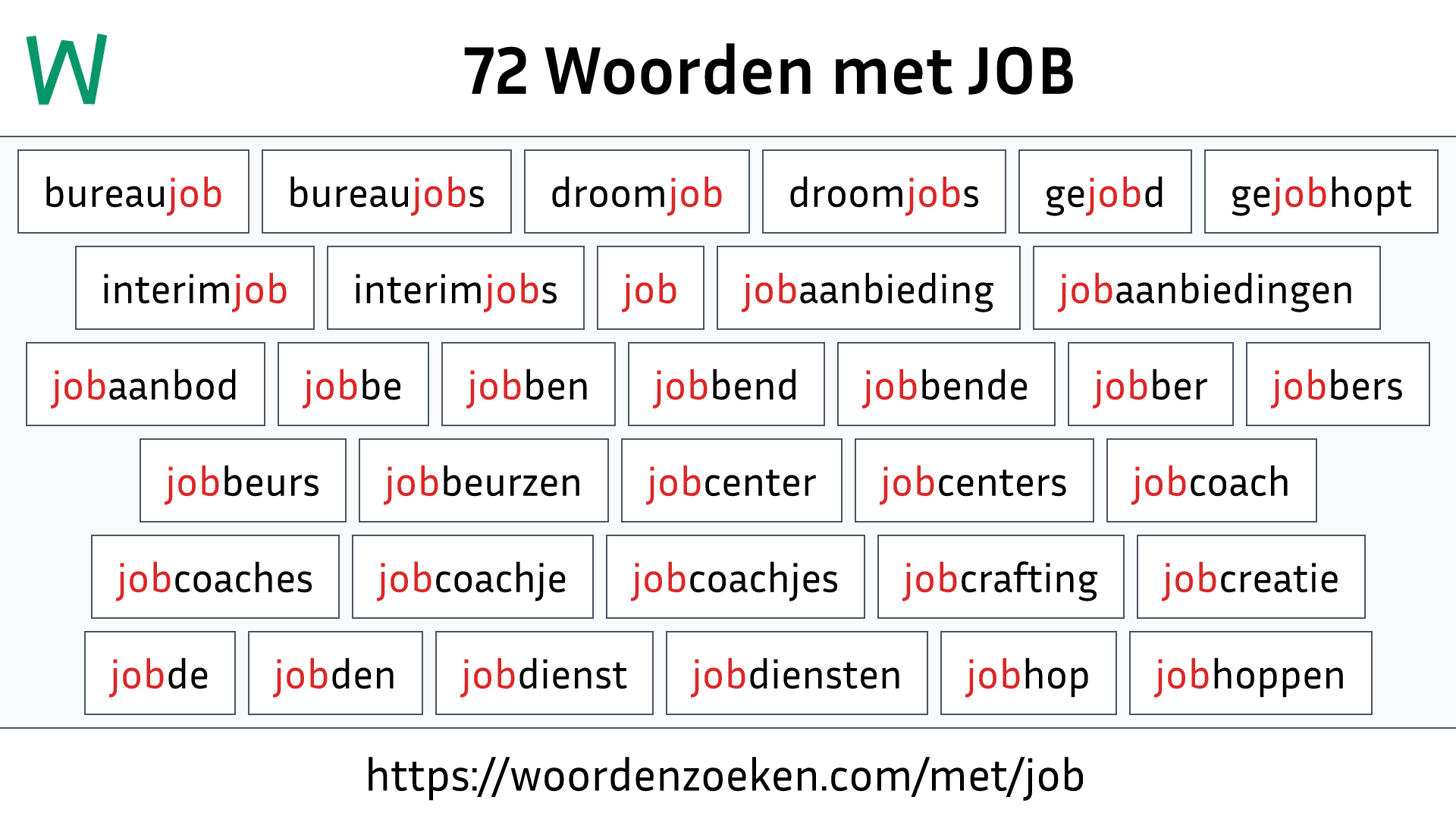 Woorden met JOB