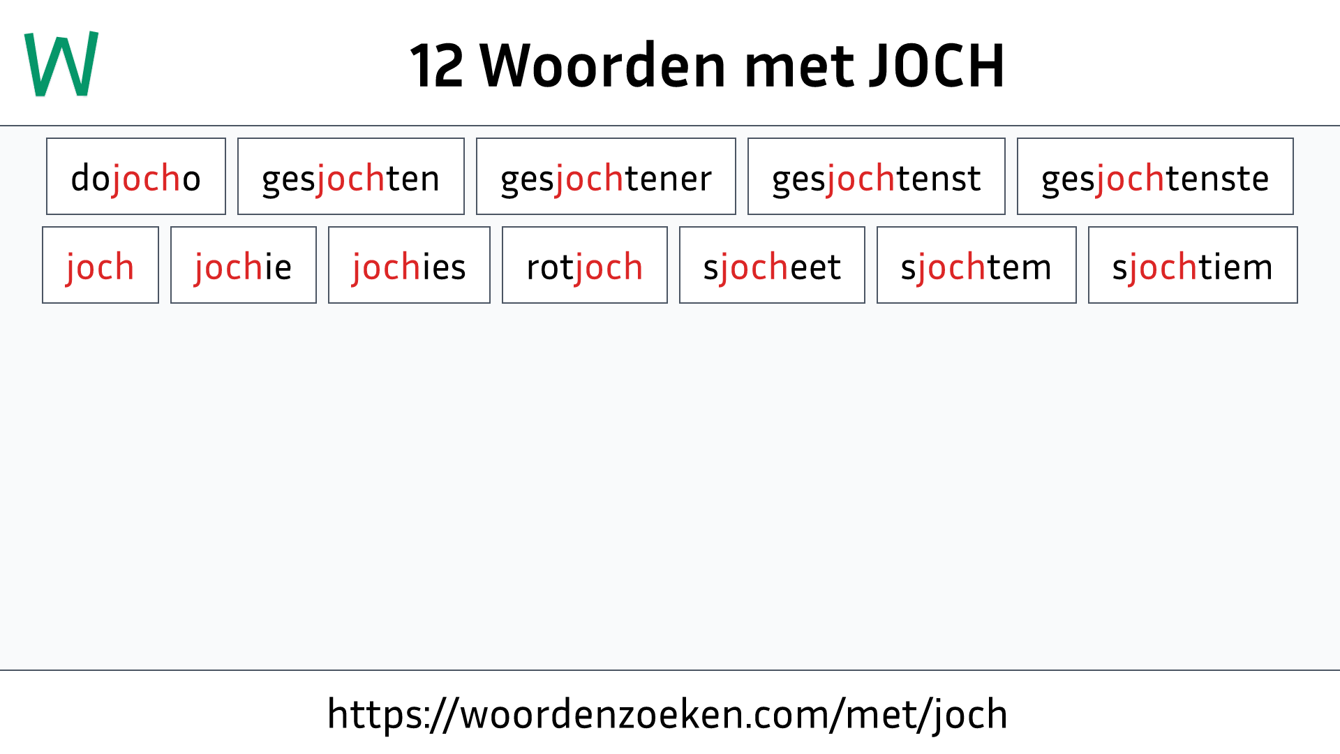 Woorden met JOCH