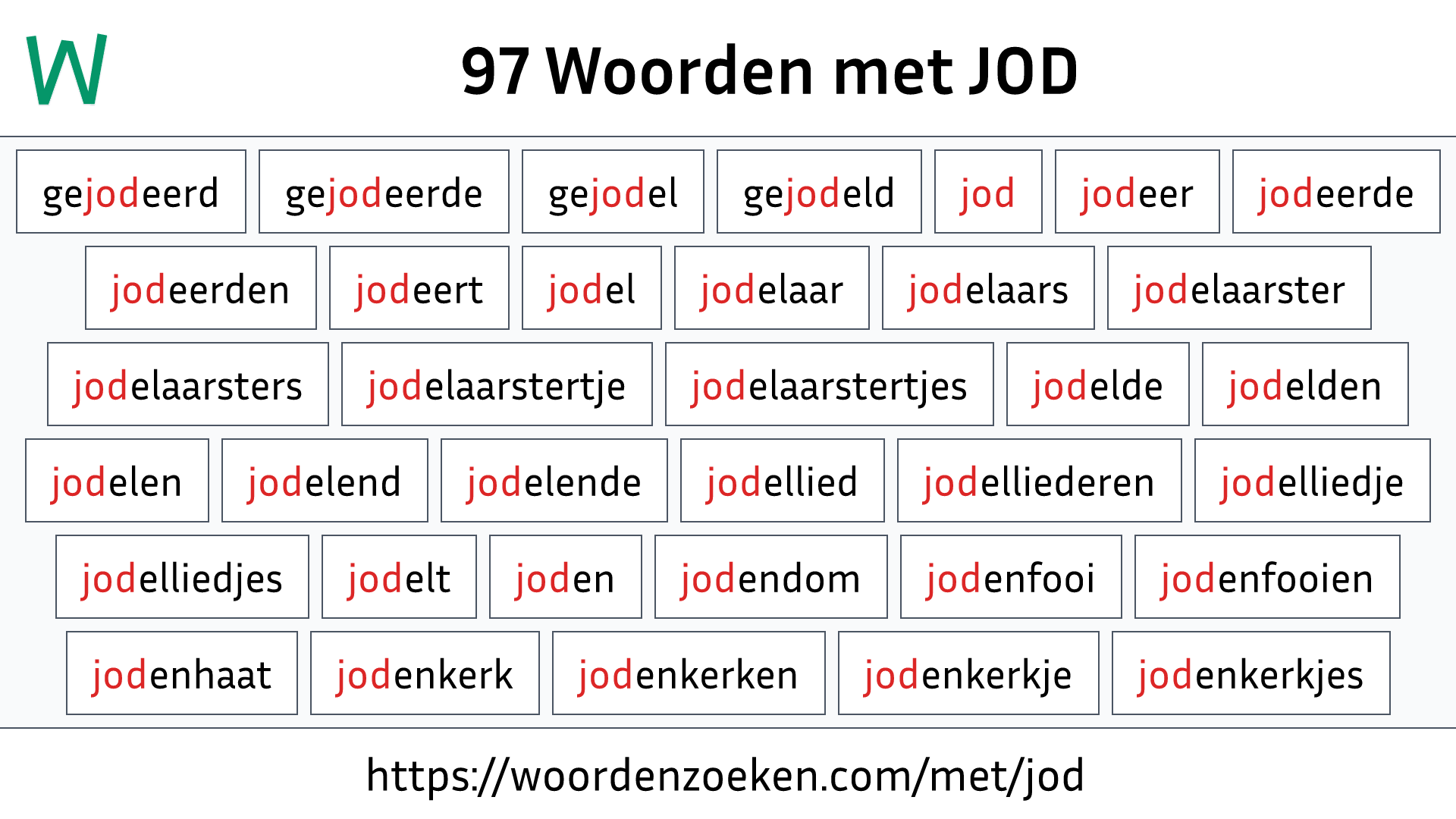 Woorden met JOD