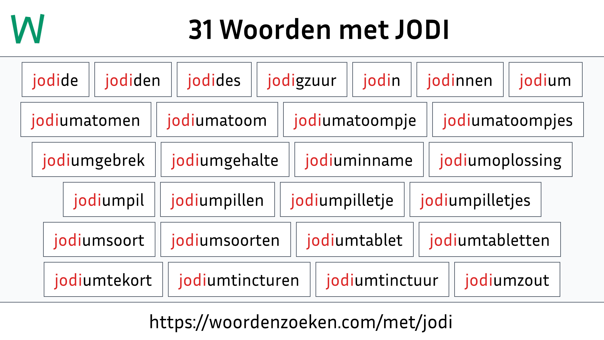 Woorden met JODI