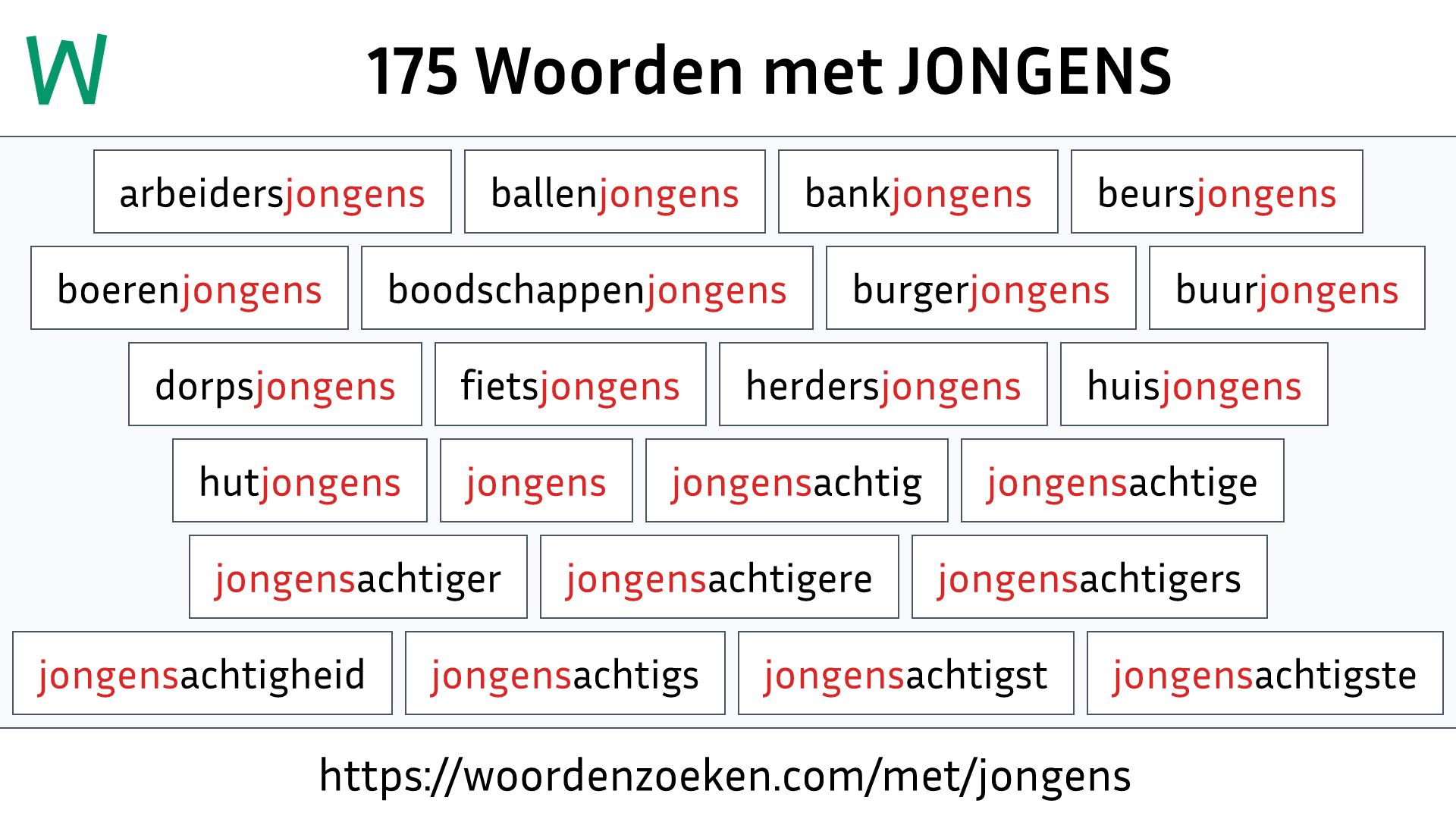 Woorden met JONGENS