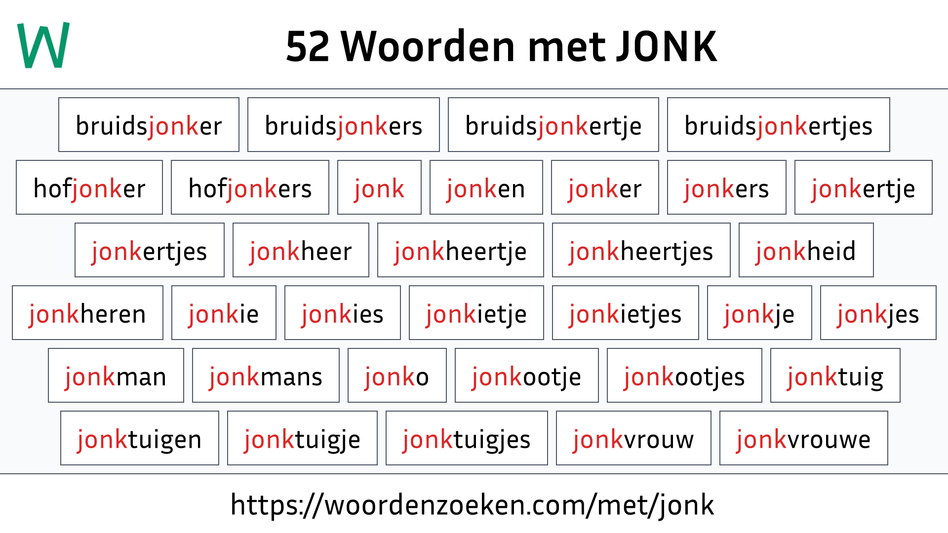 Woorden met JONK