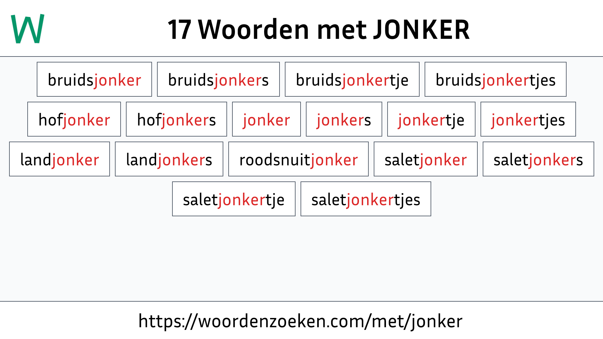 Woorden met JONKER