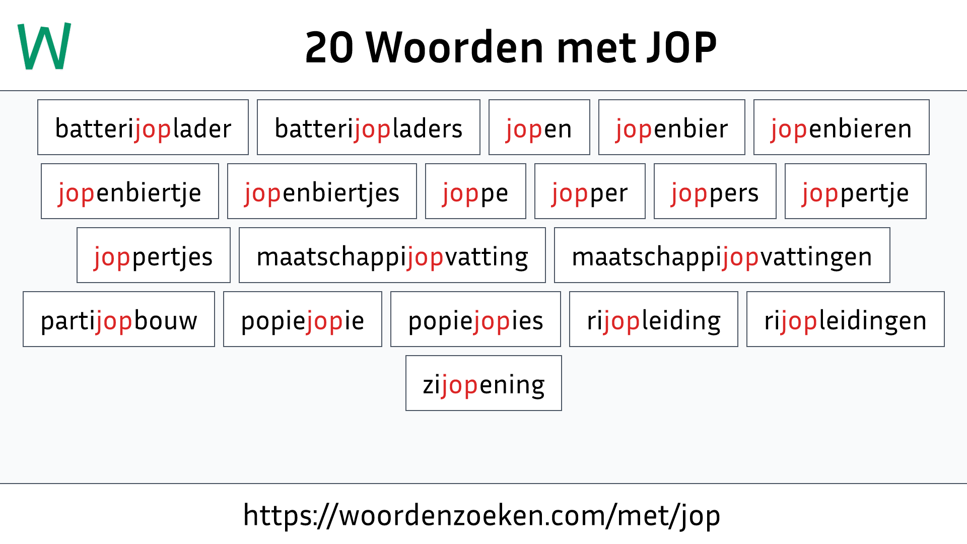 Woorden met JOP