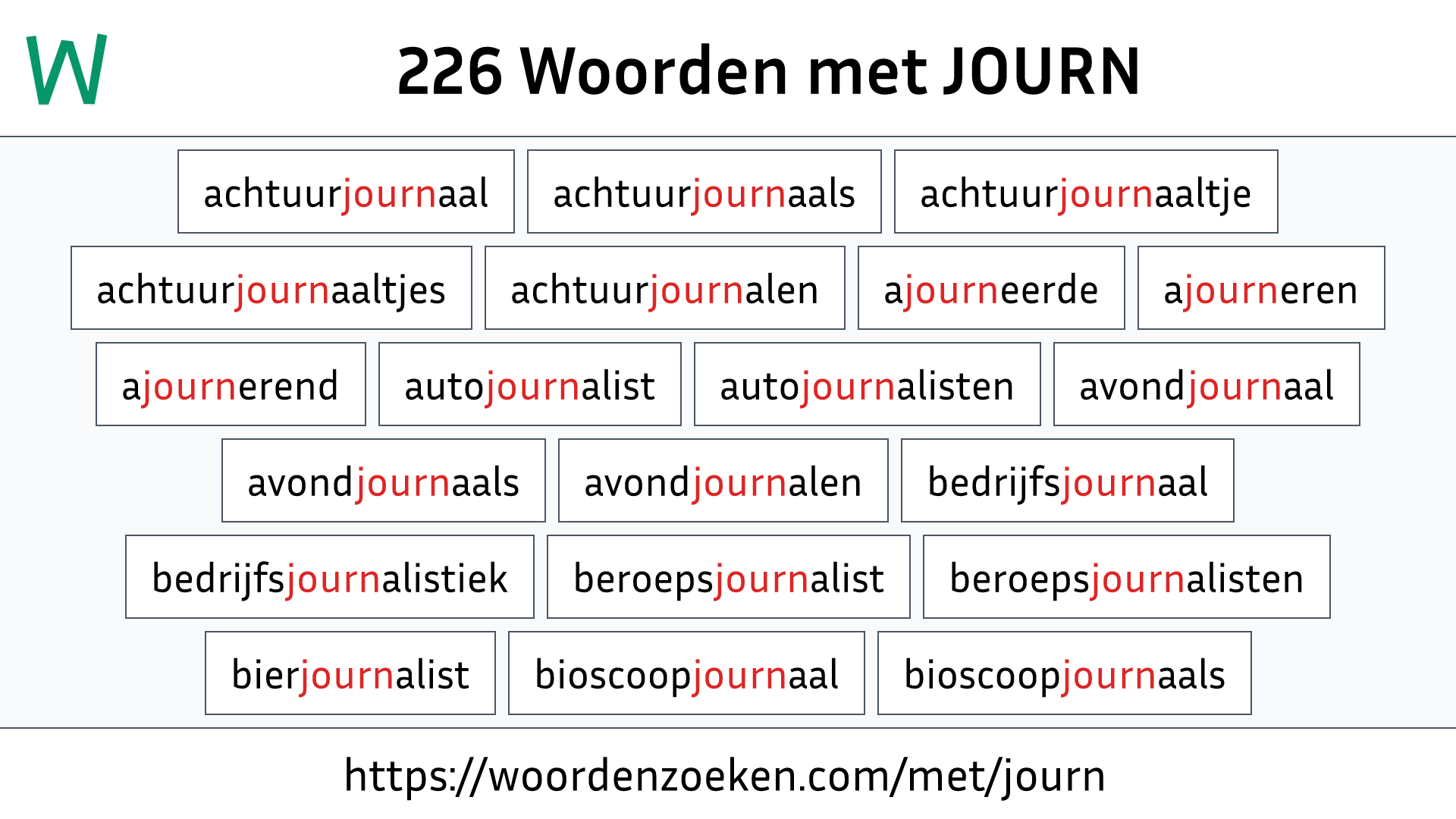 Woorden met JOURN