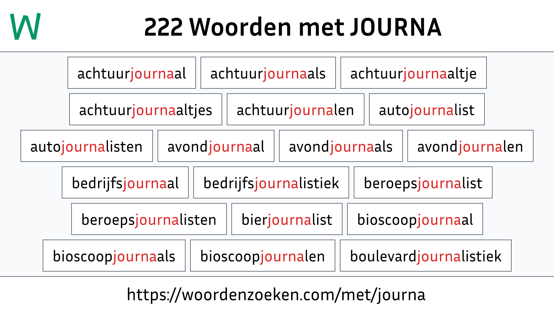 Woorden met JOURNA