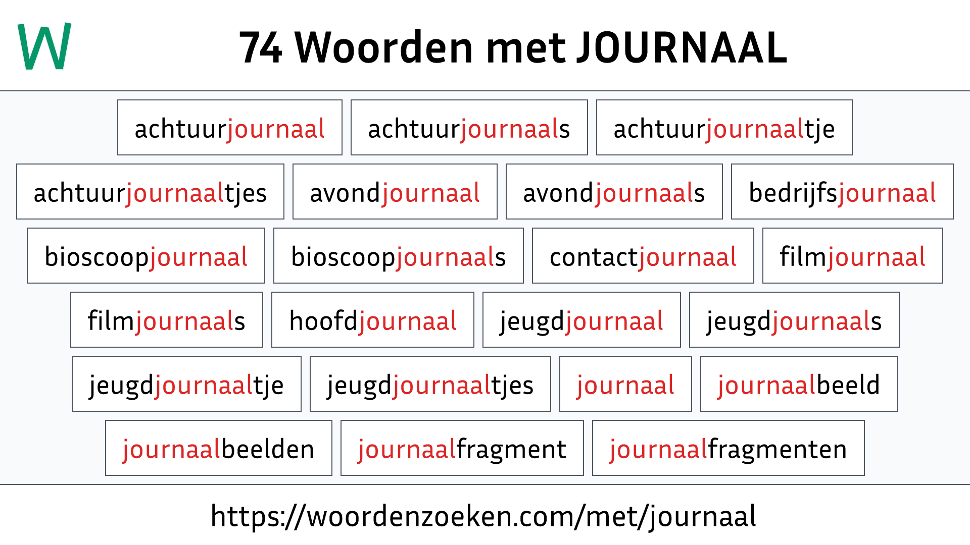 Woorden met JOURNAAL