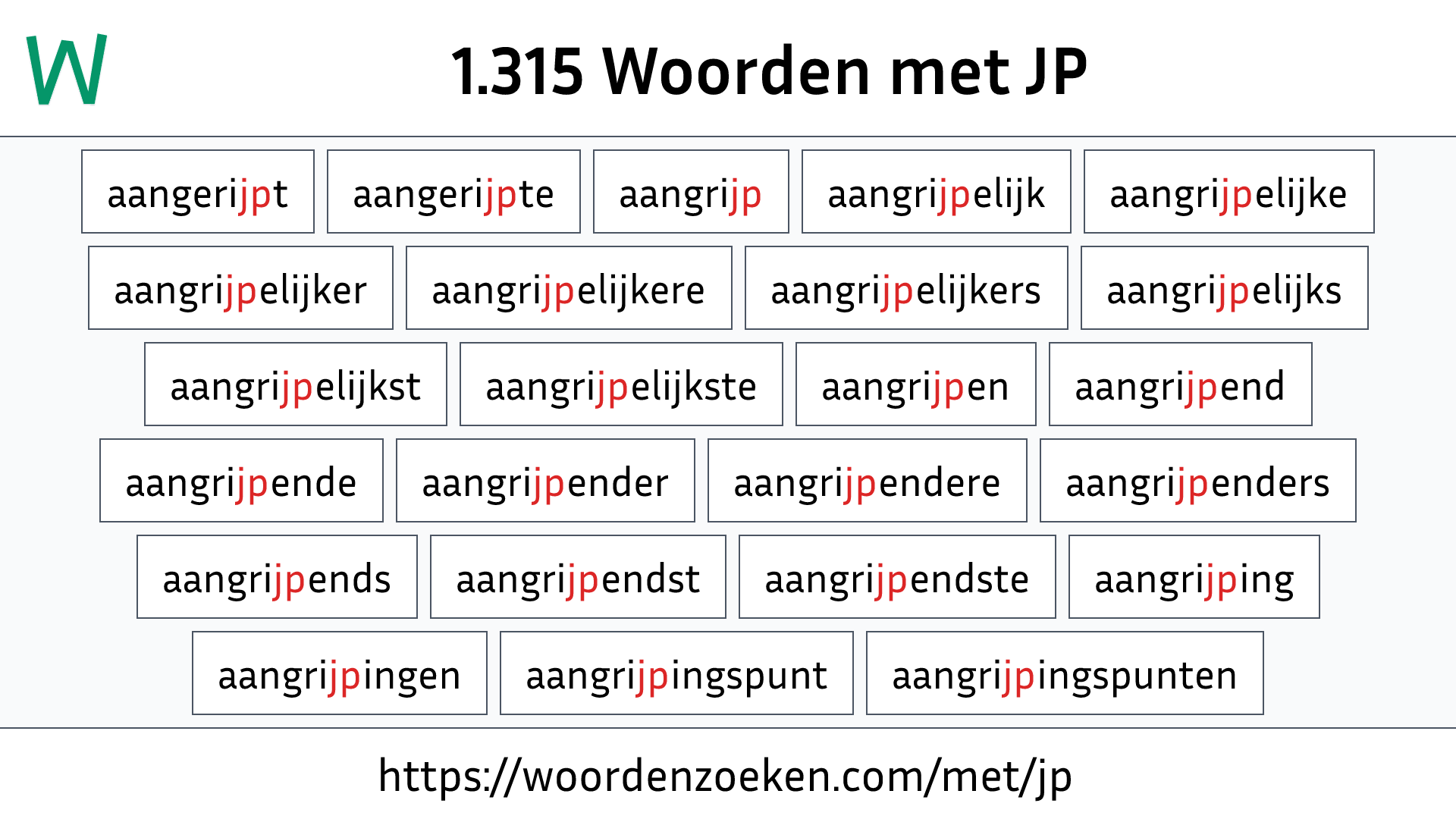 Woorden met JP