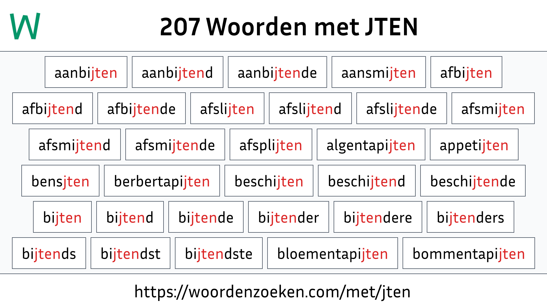 Woorden met JTEN