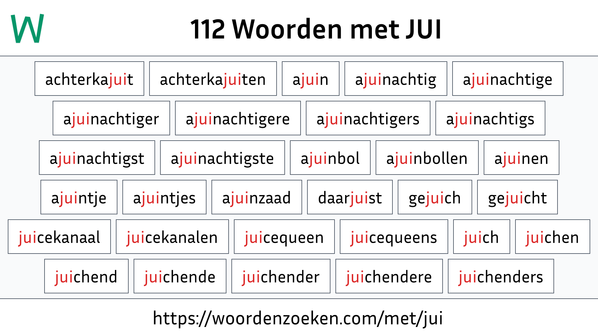 Woorden met JUI