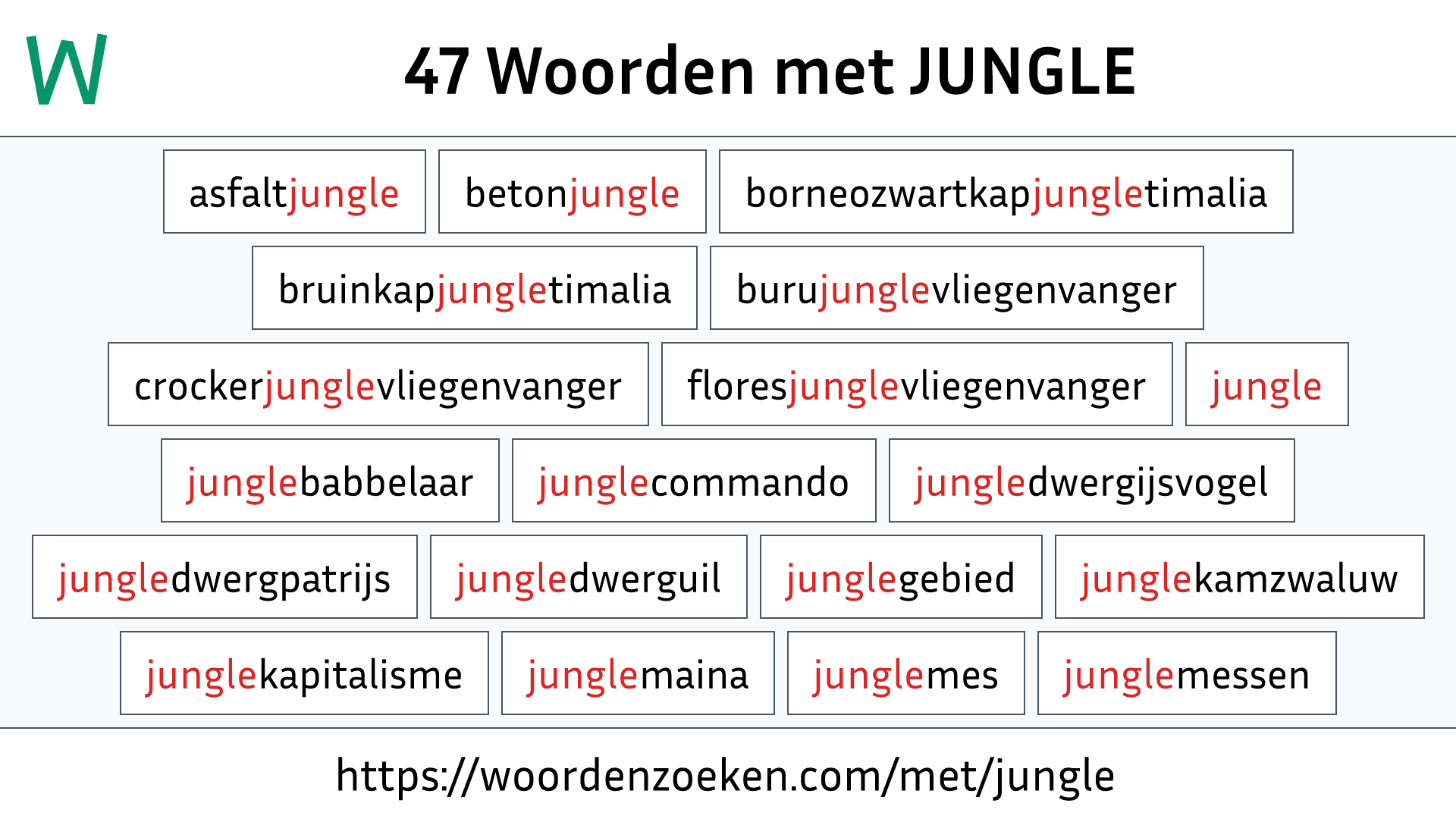 Woorden met JUNGLE