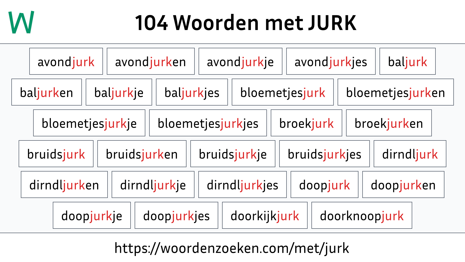 Woorden met JURK