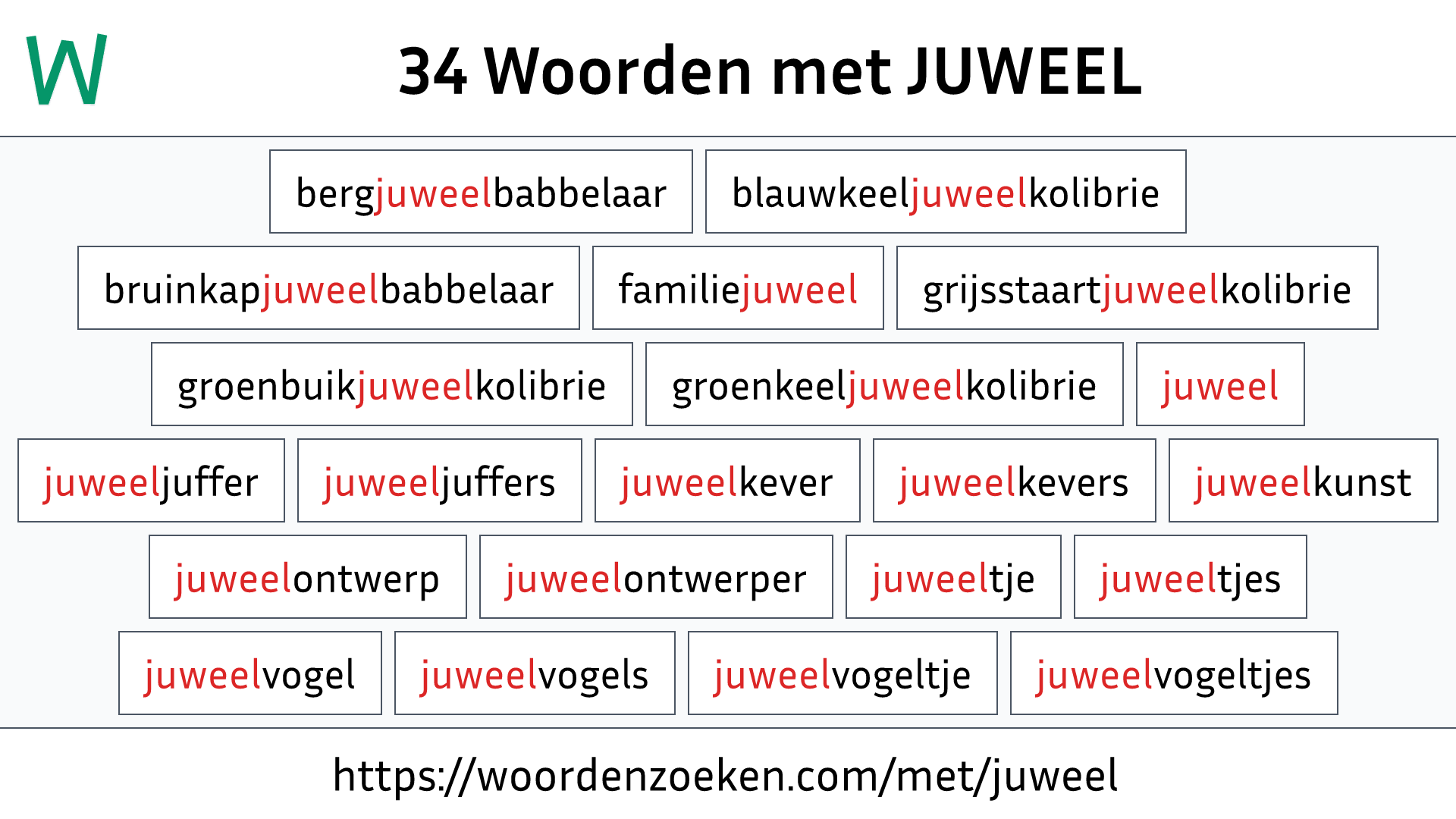 Woorden met JUWEEL