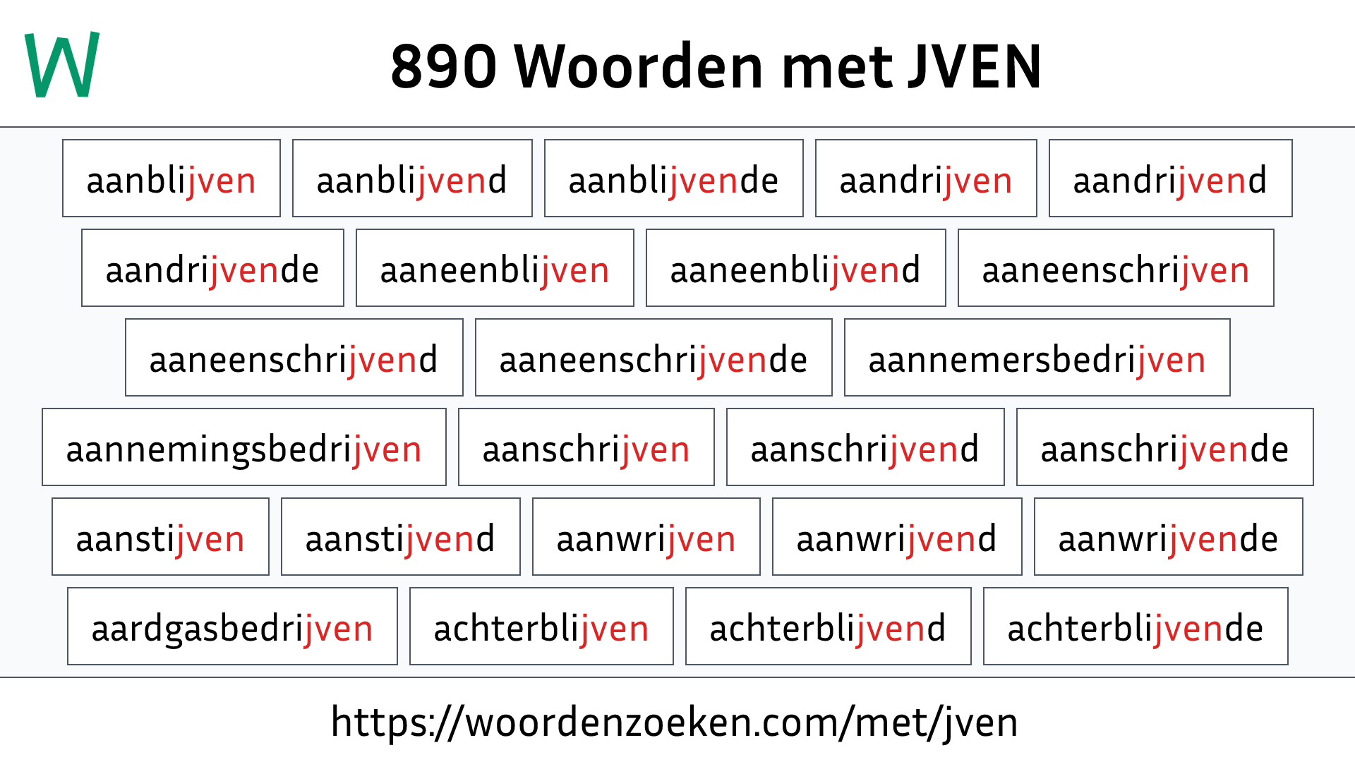 Woorden met JVEN