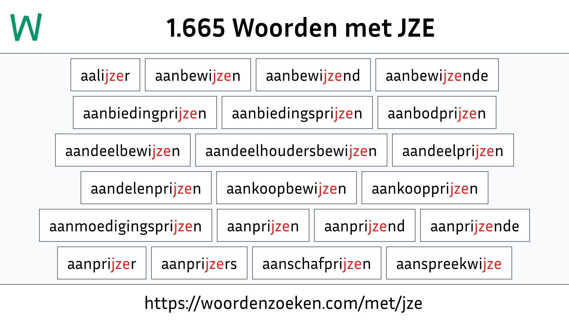 Woorden met JZE