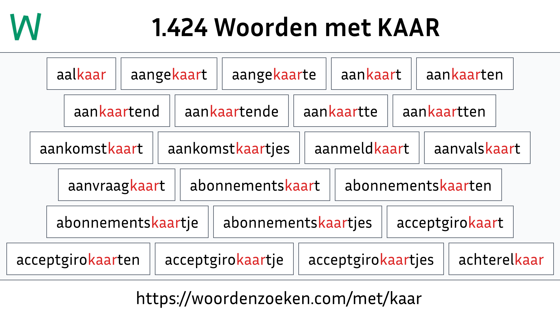 Woorden met KAAR