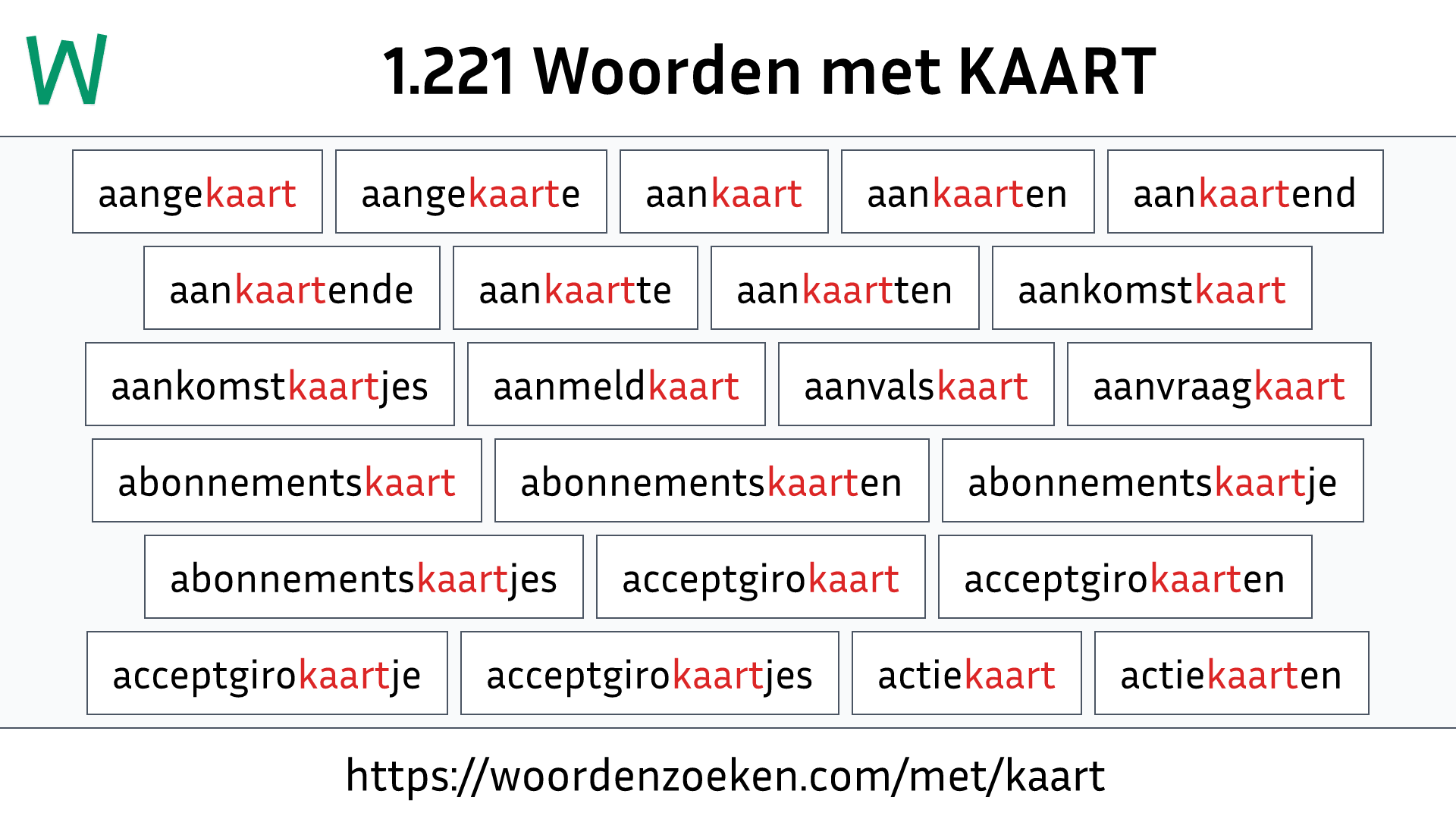 Woorden met KAART