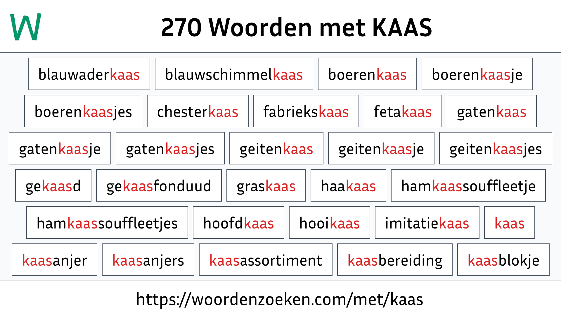 Woorden met KAAS