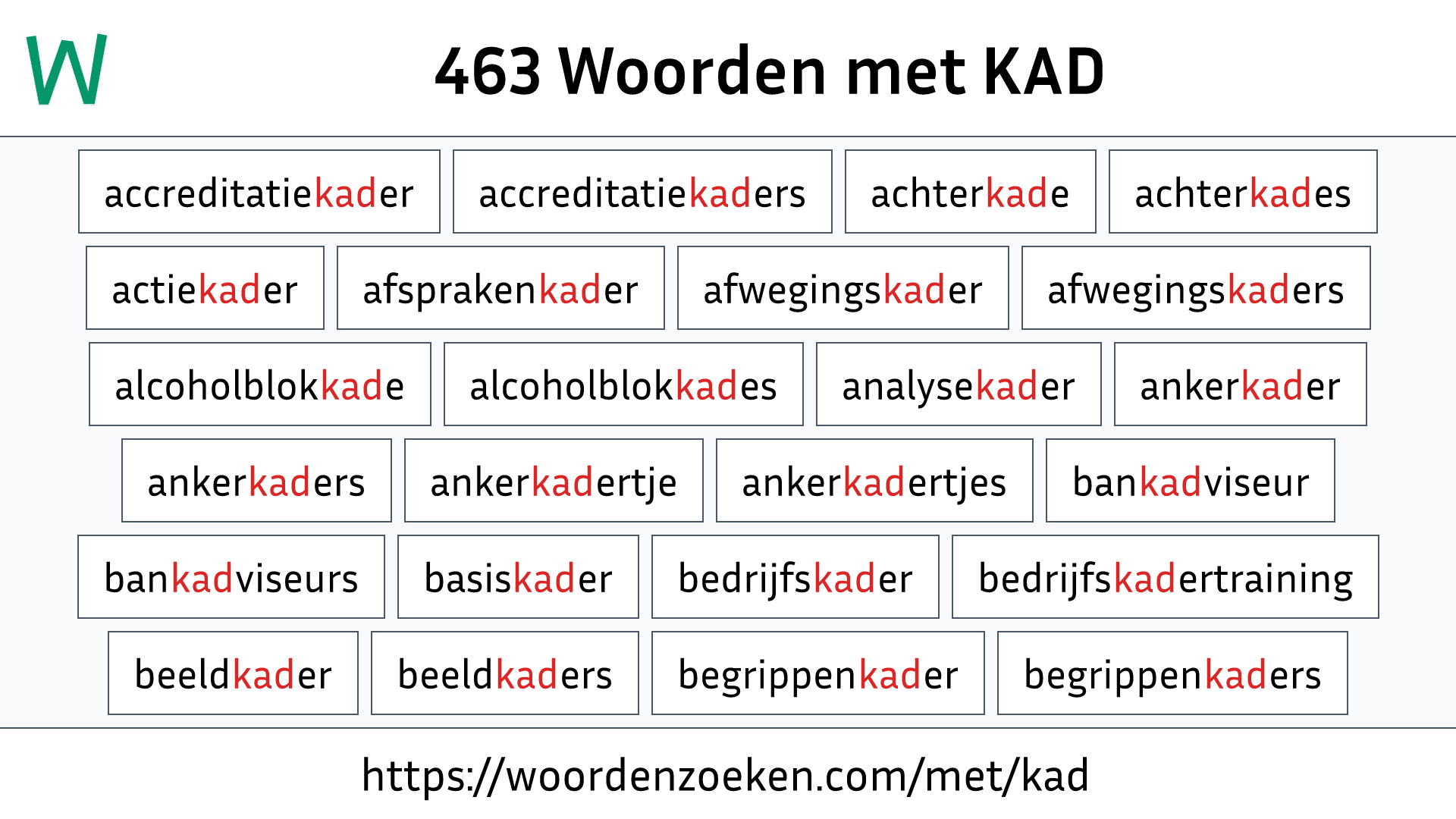 Woorden met KAD