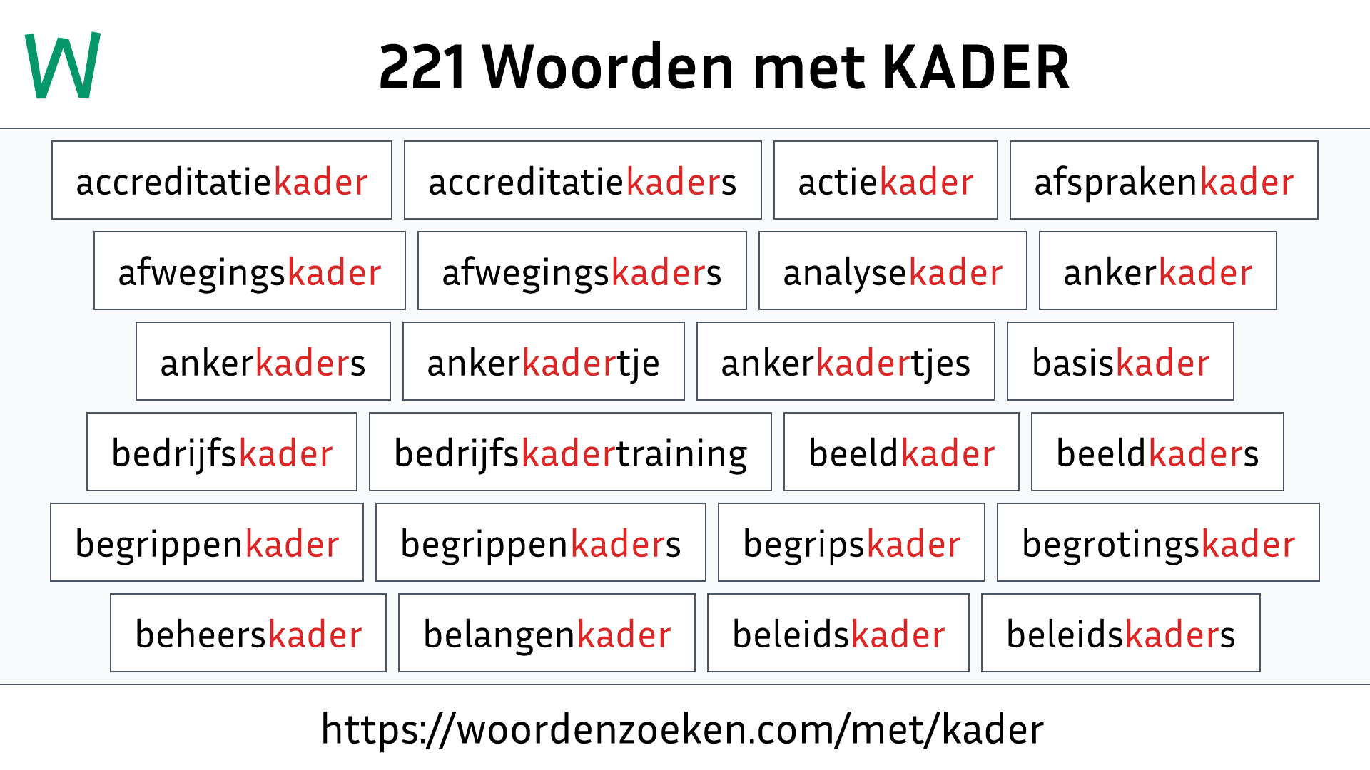 Woorden met KADER