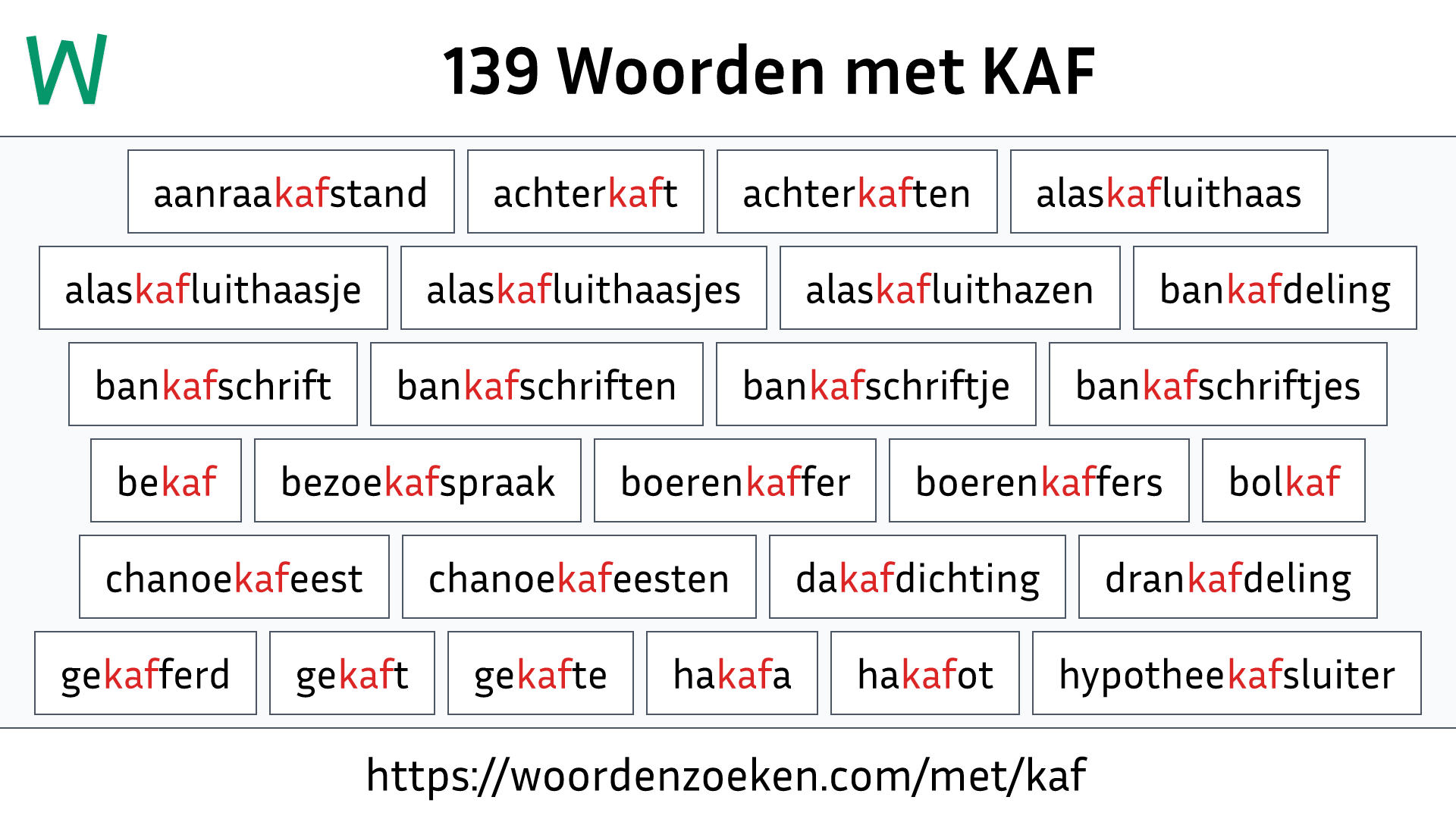 Woorden met KAF