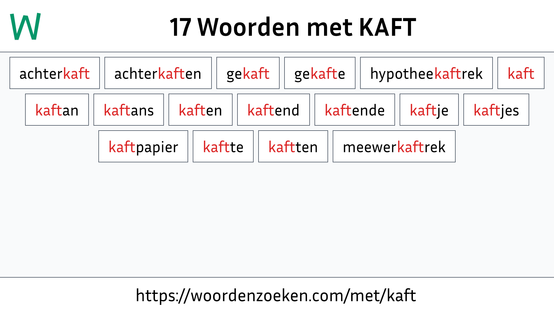 Woorden met KAFT