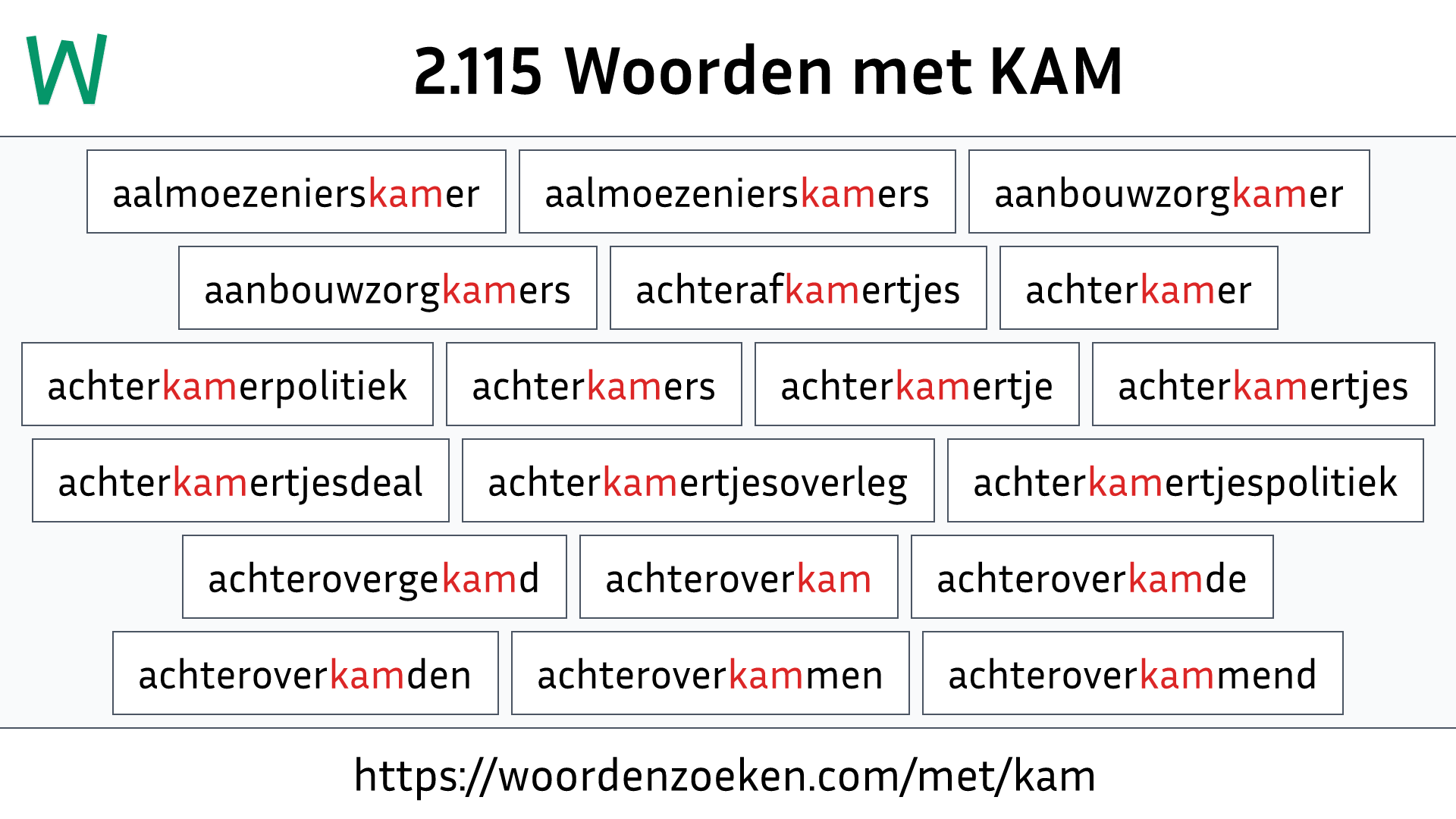 Woorden met KAM