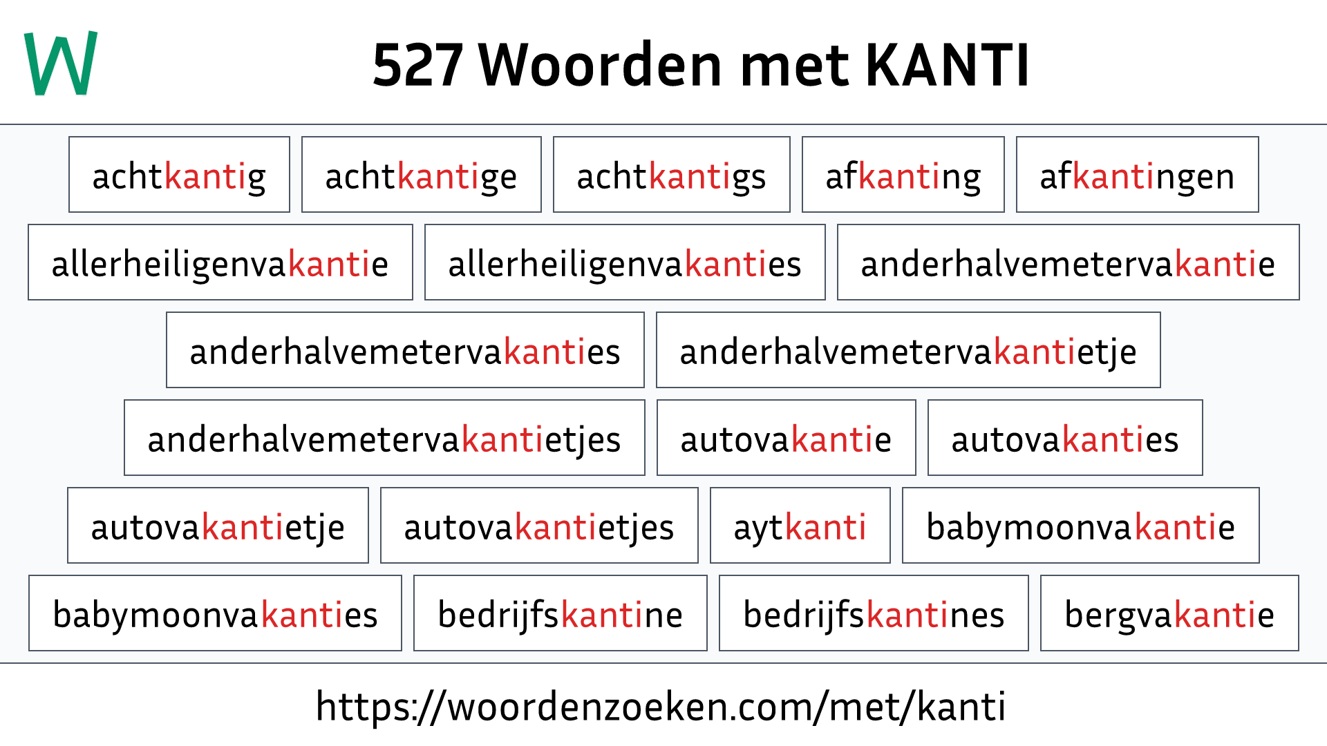 Woorden met KANTI