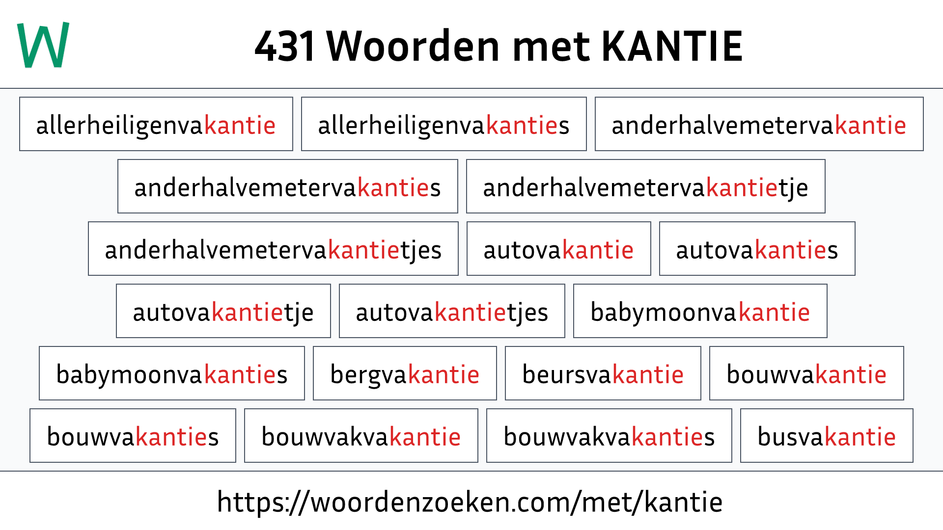 Woorden met KANTIE