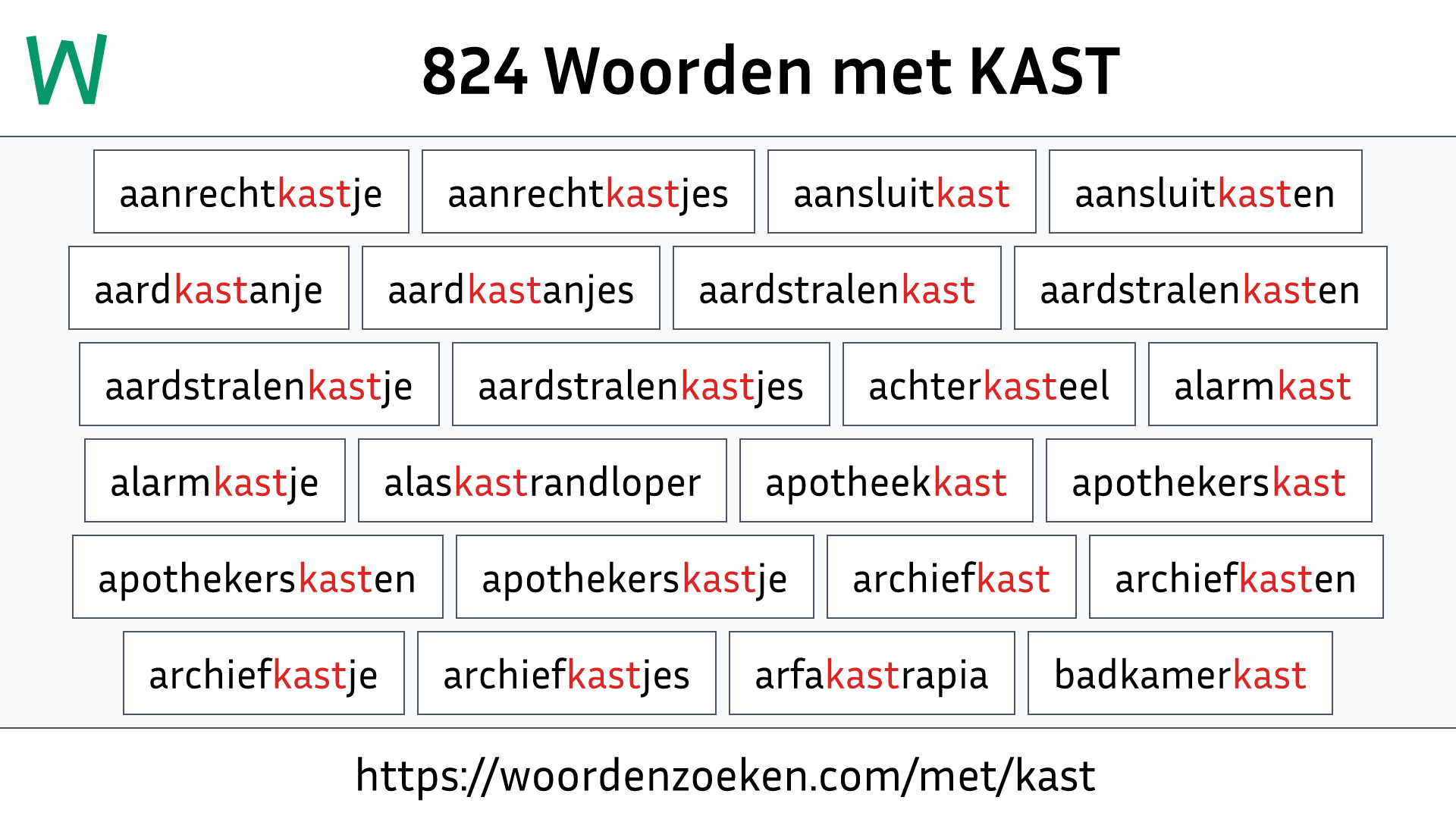 Woorden met KAST