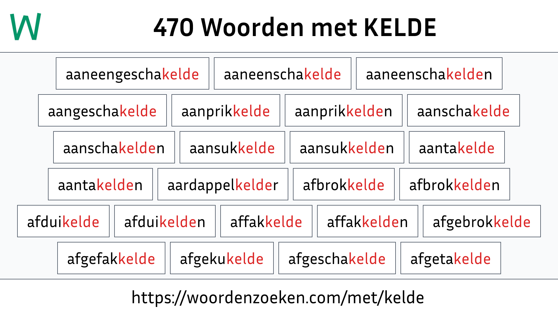 Woorden met KELDE