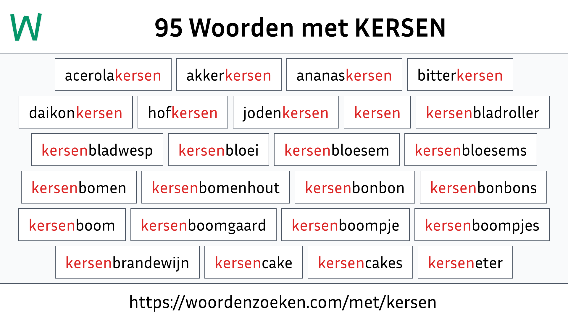 Woorden met KERSEN