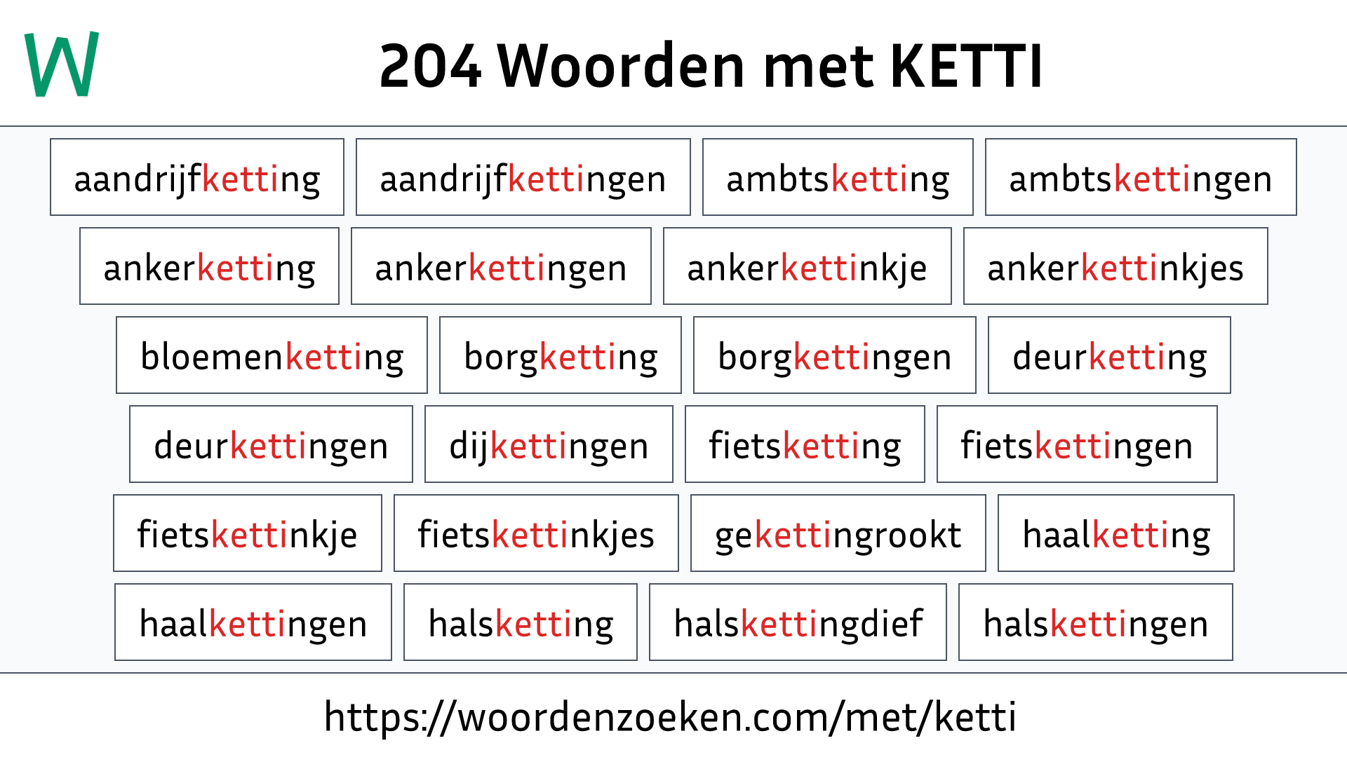 Woorden met KETTI