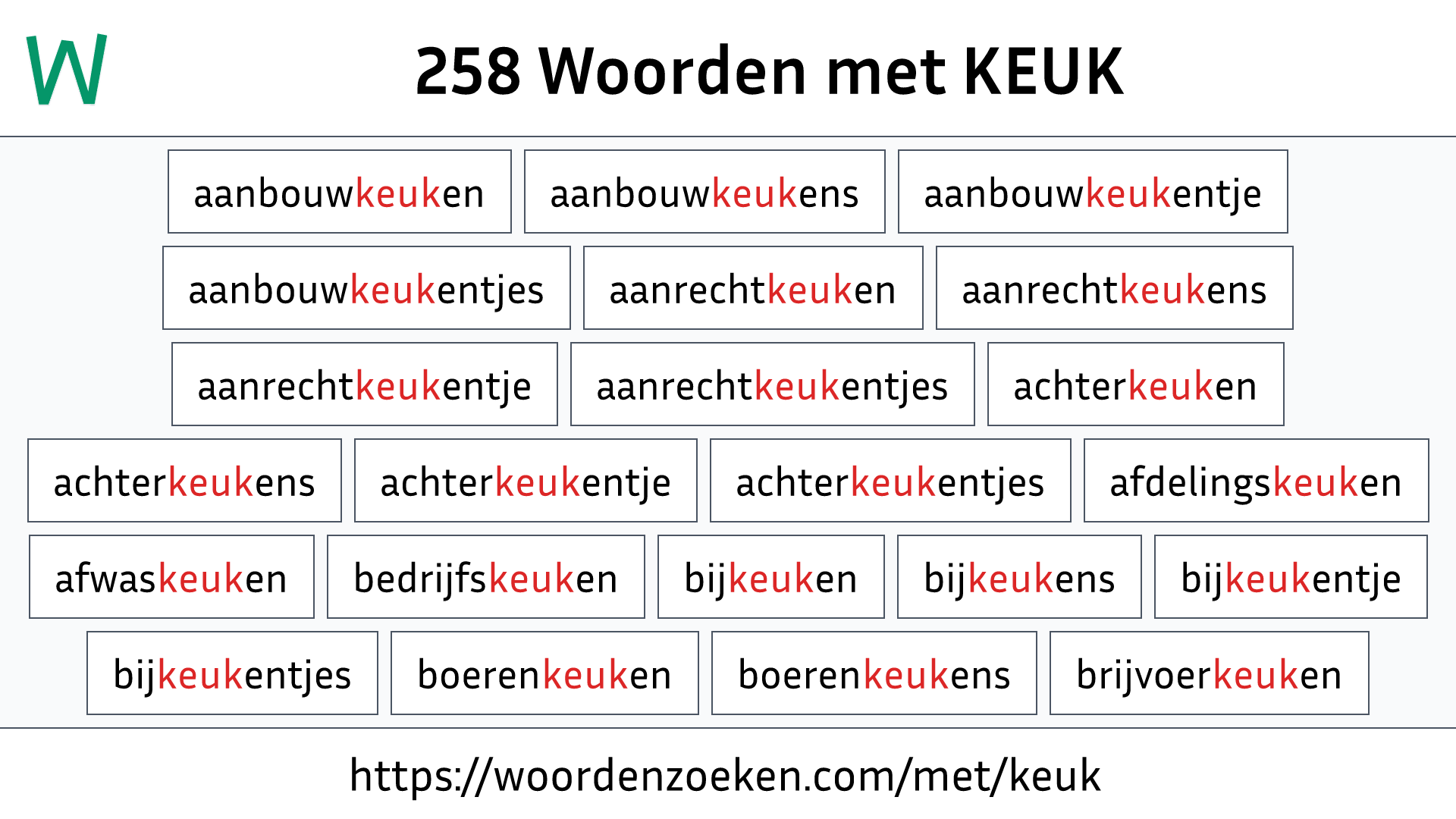 Woorden met KEUK