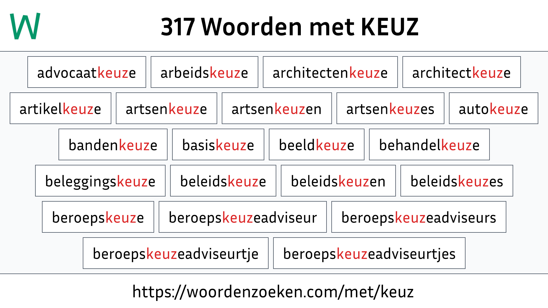 Woorden met KEUZ