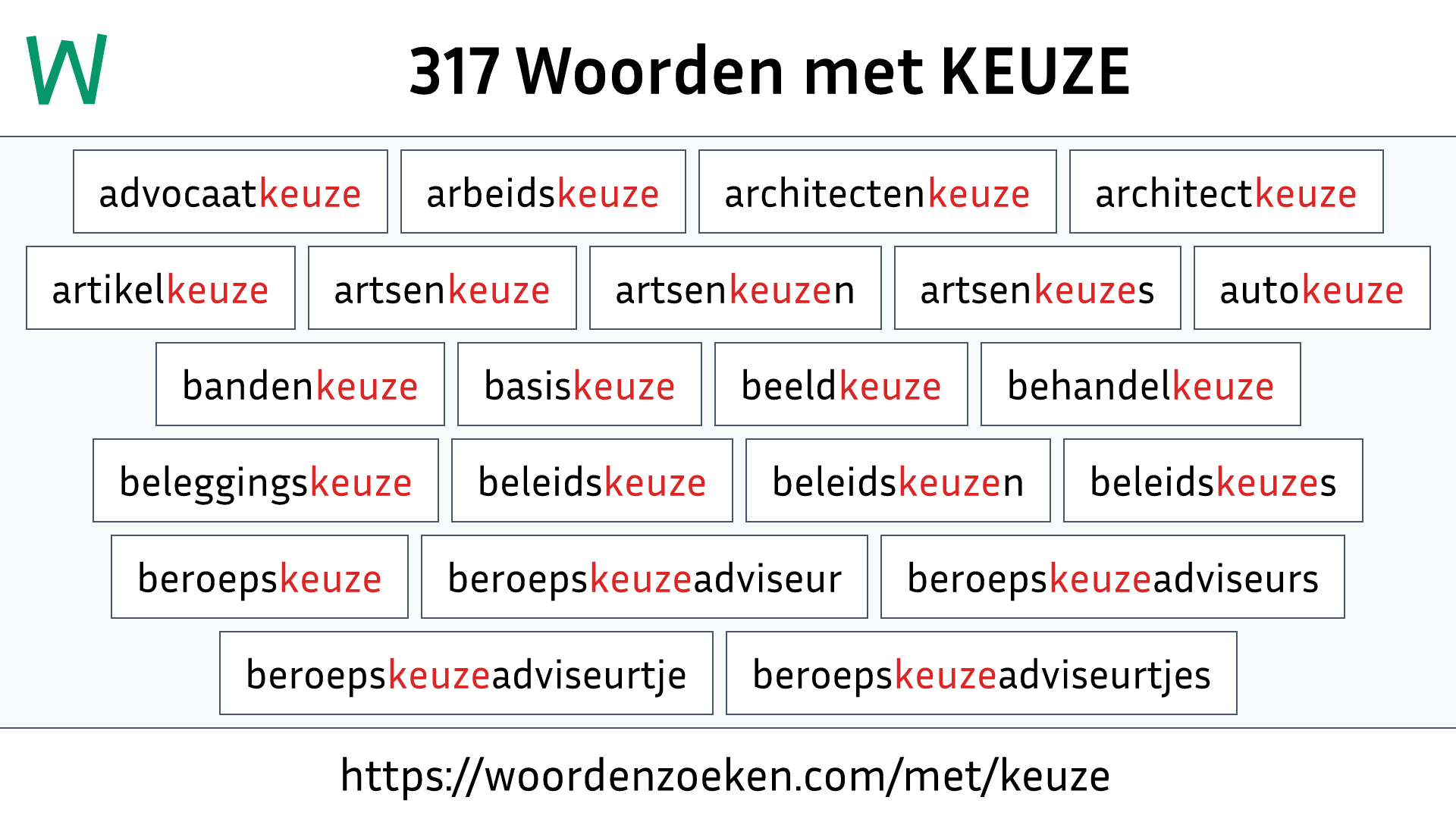 Woorden met KEUZE