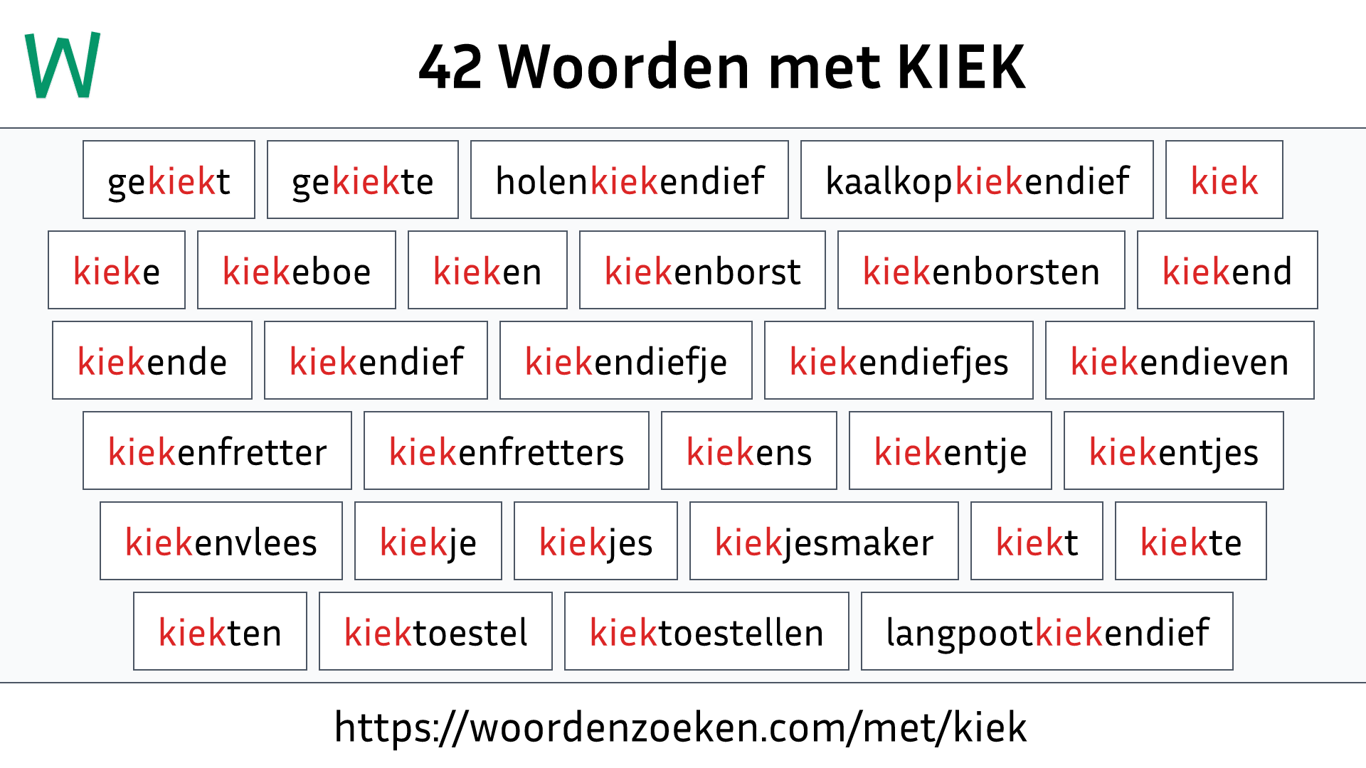 Woorden met KIEK