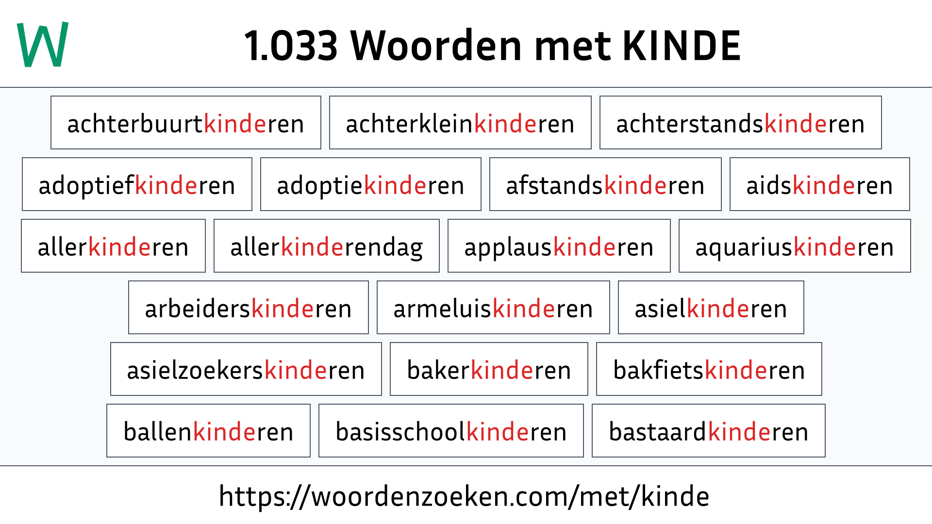Woorden met KINDE
