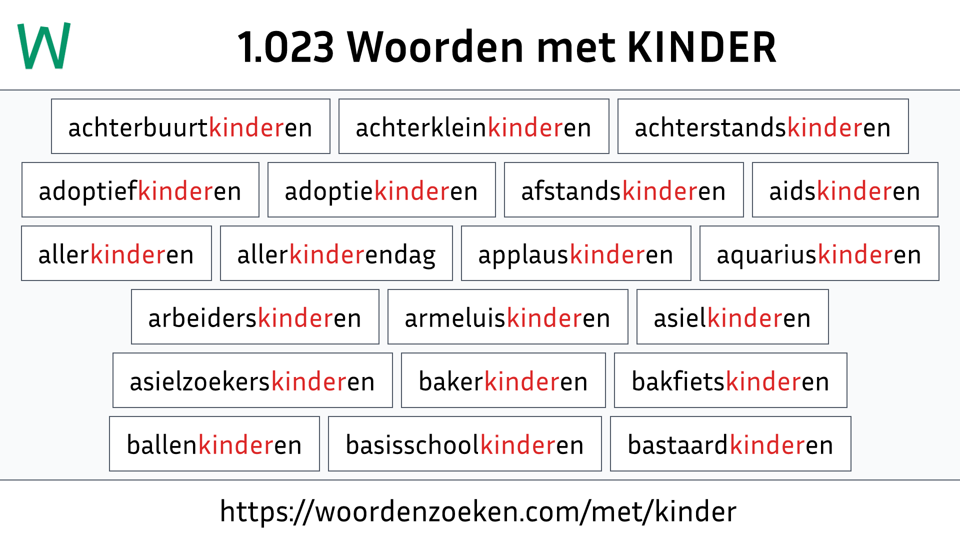 Woorden met KINDER