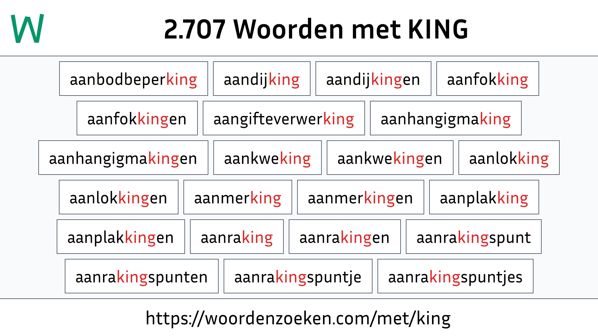 Woorden met KING