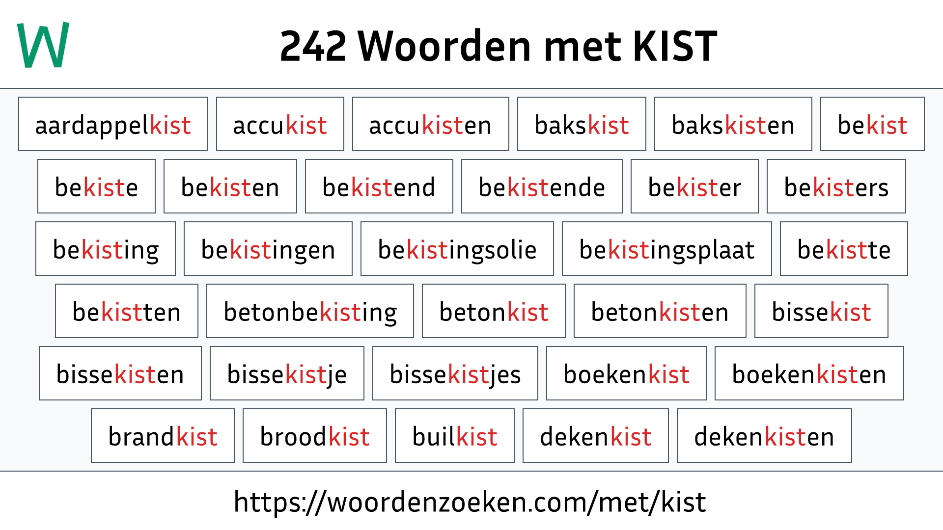 Woorden met KIST