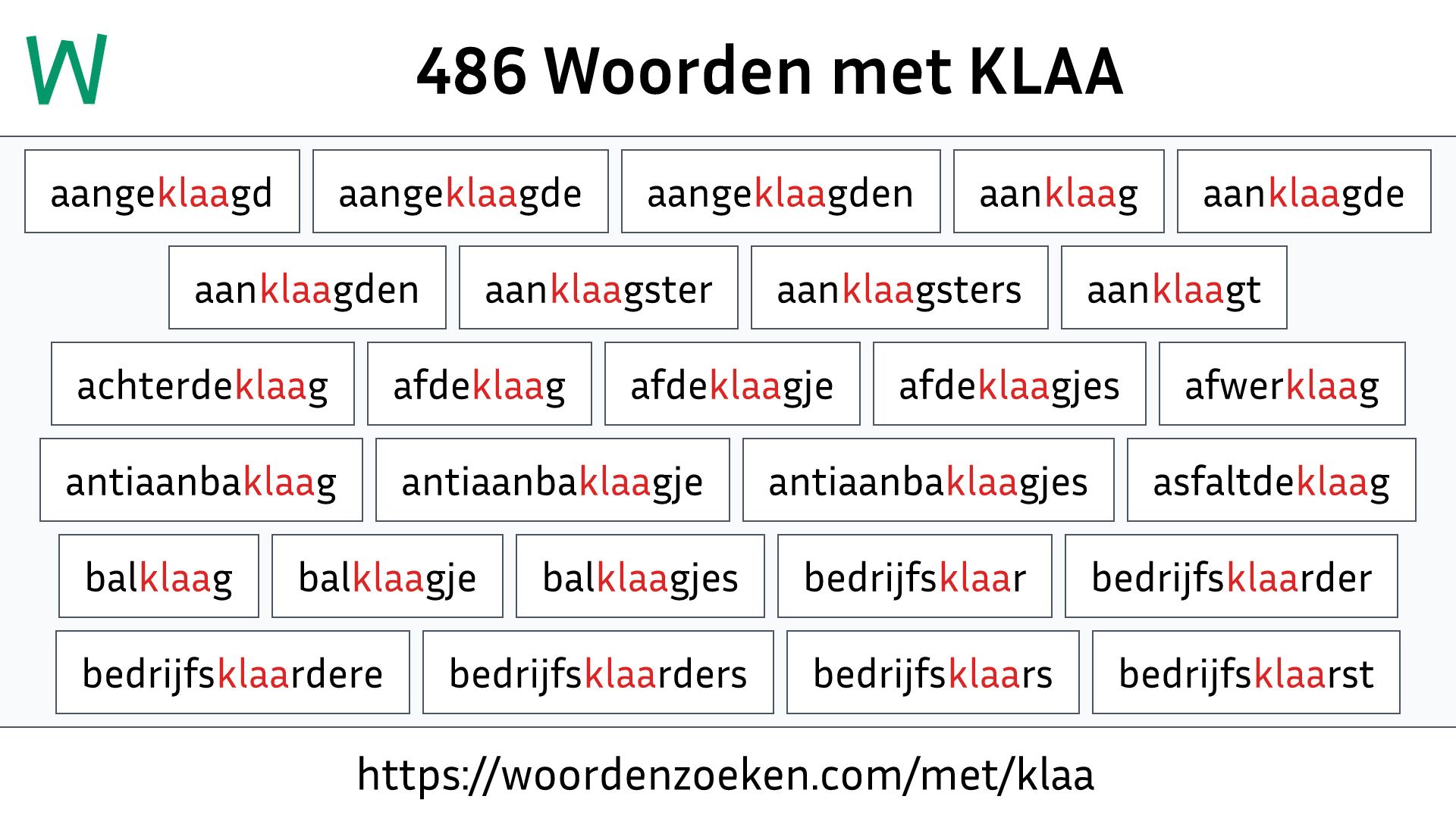 Woorden met KLAA