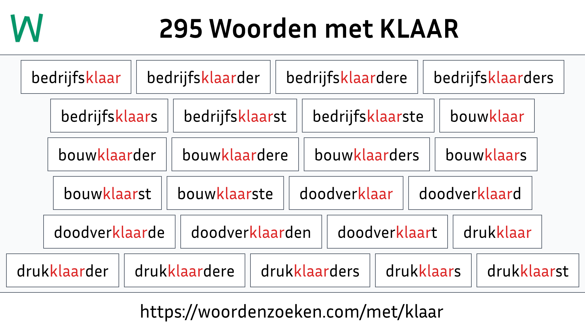 Woorden met KLAAR