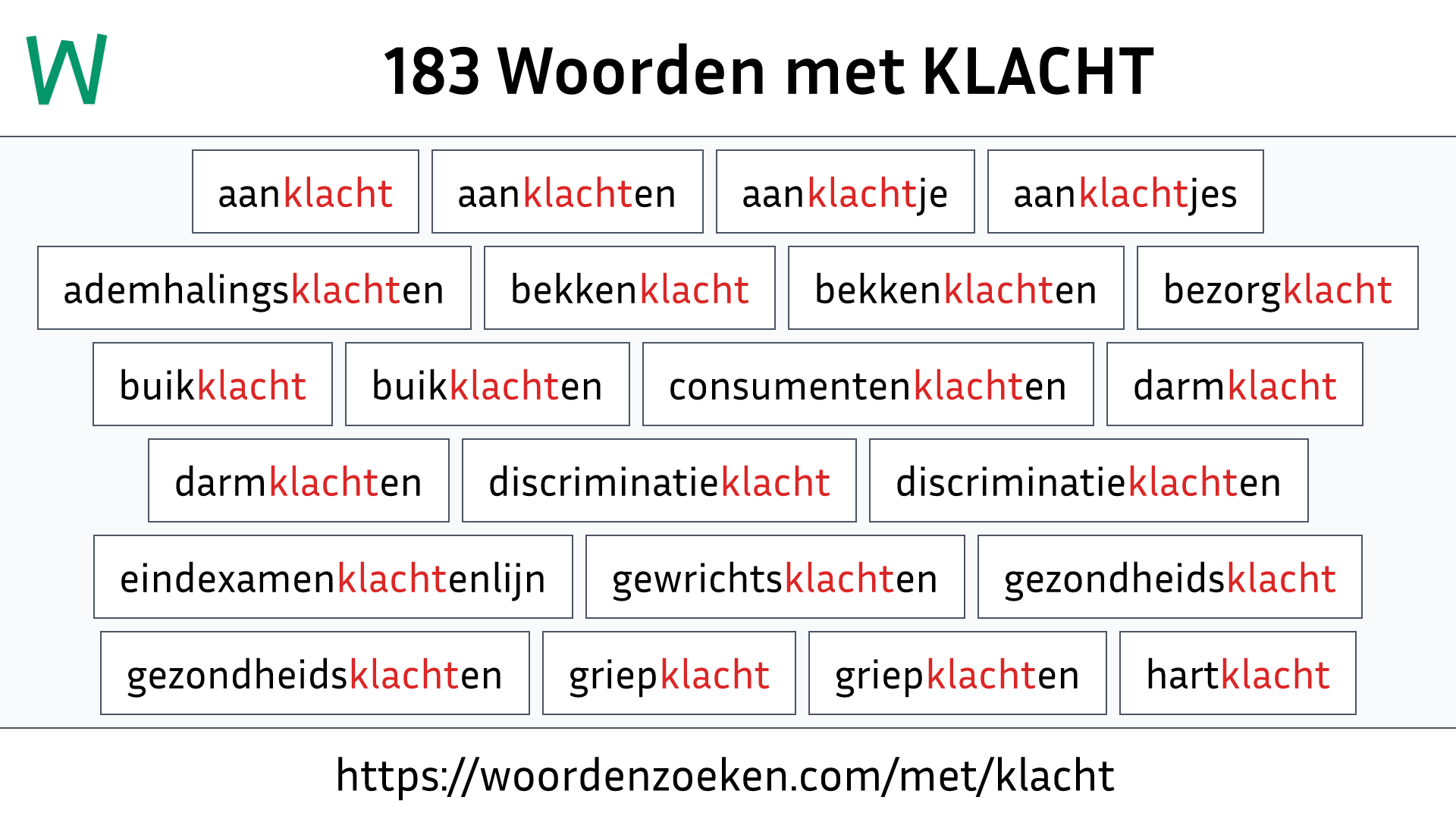 Woorden met KLACHT