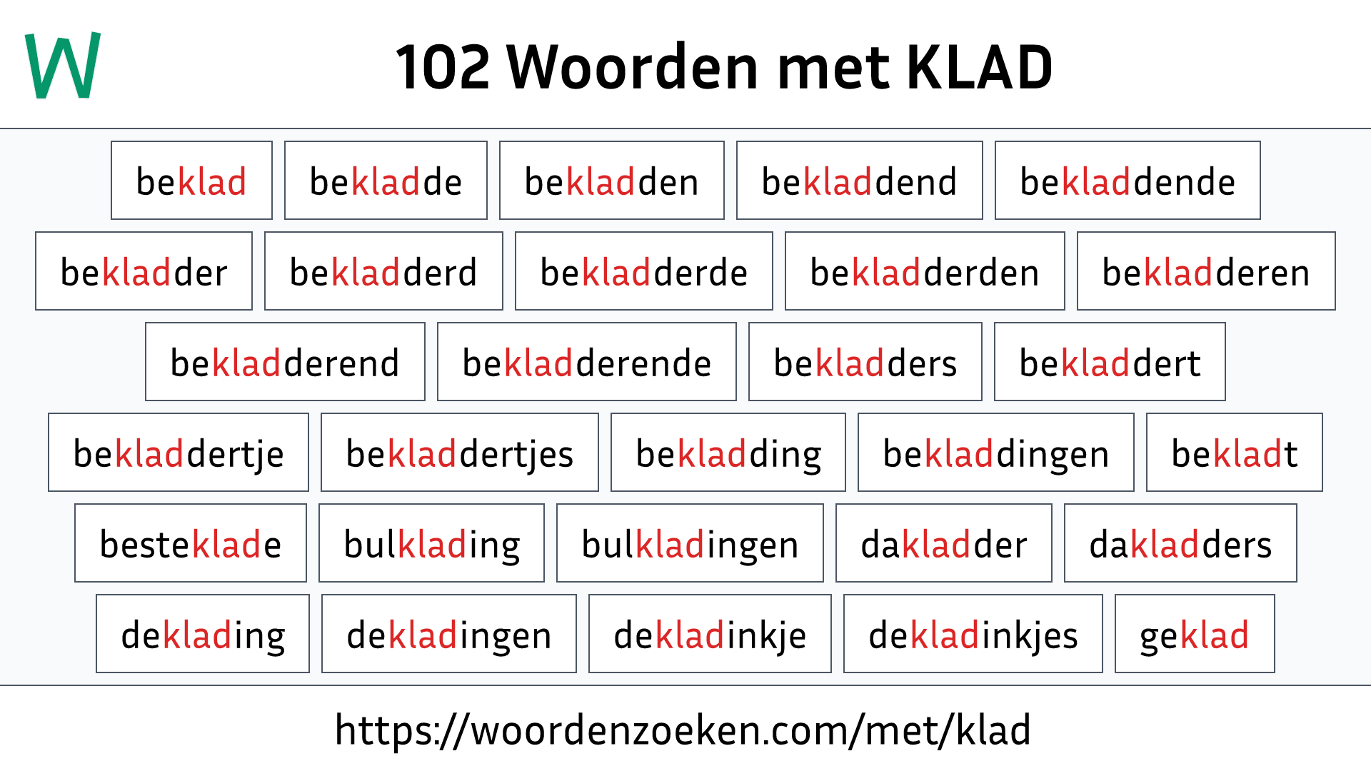 Woorden met KLAD